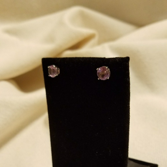 Amethyst earrings set in 925 sterling silver - Picture 2 of 4